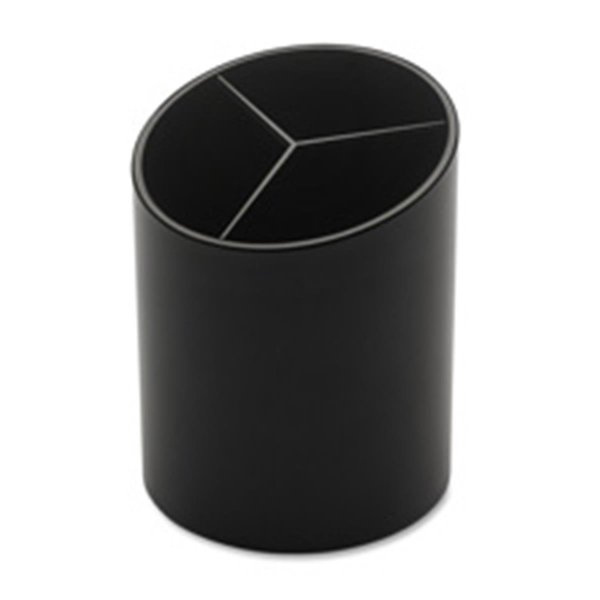 Business Source Large Pencil Cup- 3 Compartments- 3 in. x 3 in. x 4.13 in.- Black BSN32355